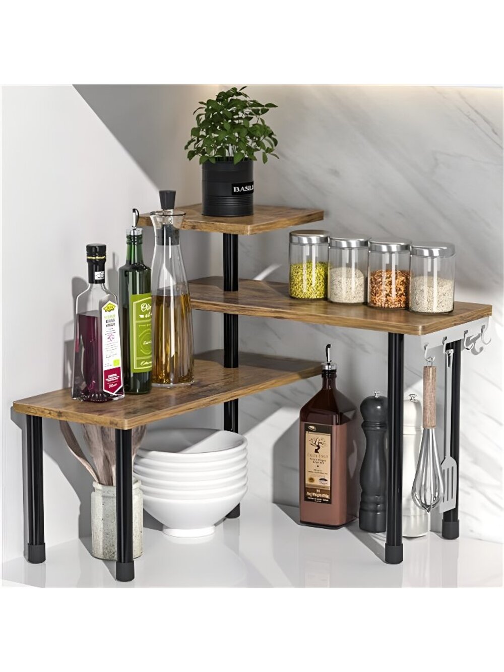 Countertop Organizer Organization, 3 Tier Moveable Corner Shelf